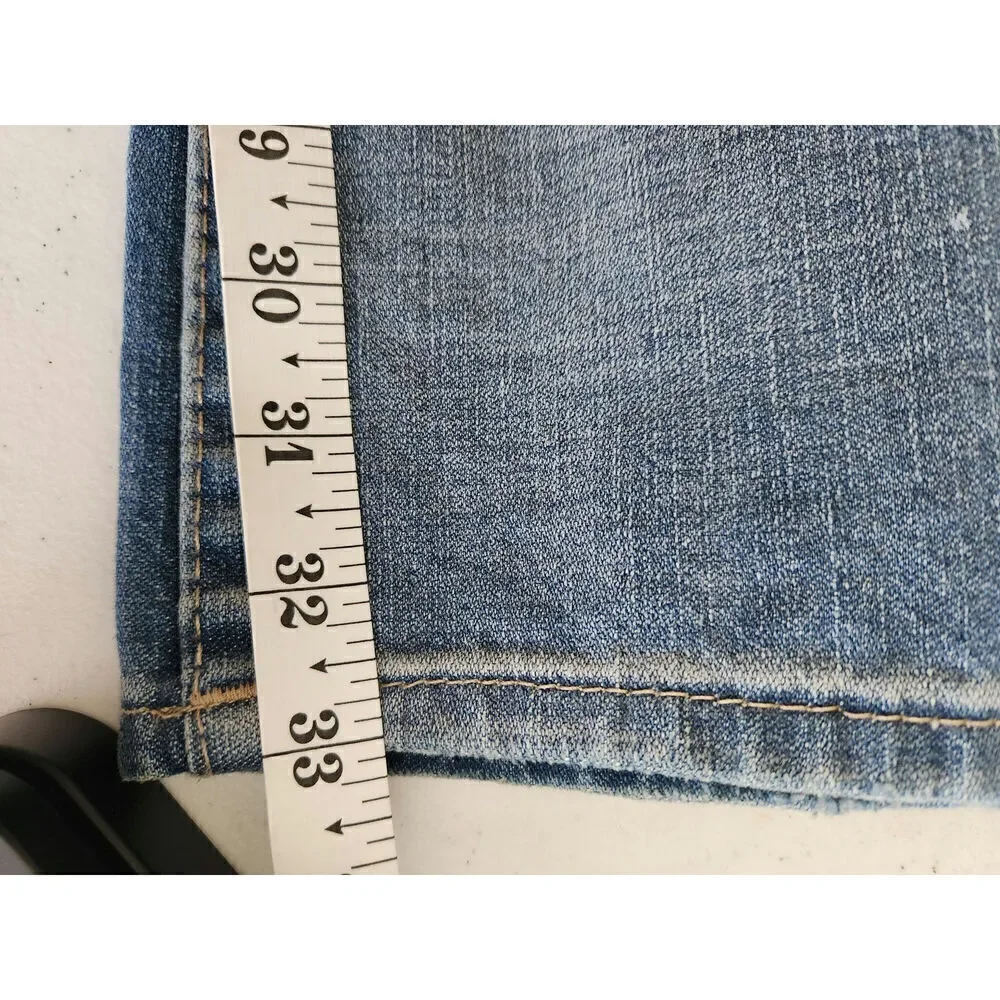 True Religion Mens Ricky Relaxed Straight Flap Jeans sz 32×33 factory distressed